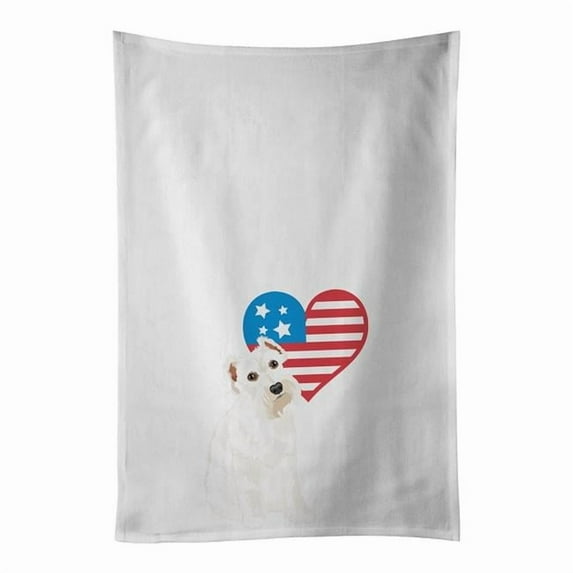 Carolines Treasures WDK4272WTKT 28 x 19 in. Unisex Schnauzer White No.1 Patriotic White Dish Towels Kitchen Towel - Set of 2