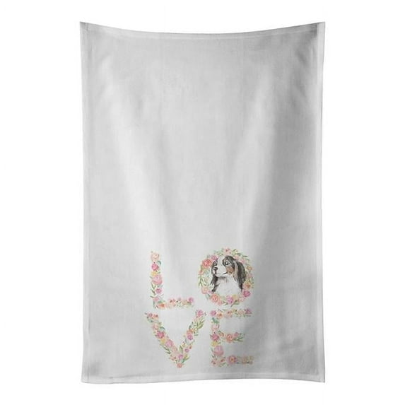Carolines Treasures WDK4362WTKT 28 x 19 in. Unisex Cavalier Spaniel Tricolor Love White Dish Towels Kitchen Towel - Set of 2