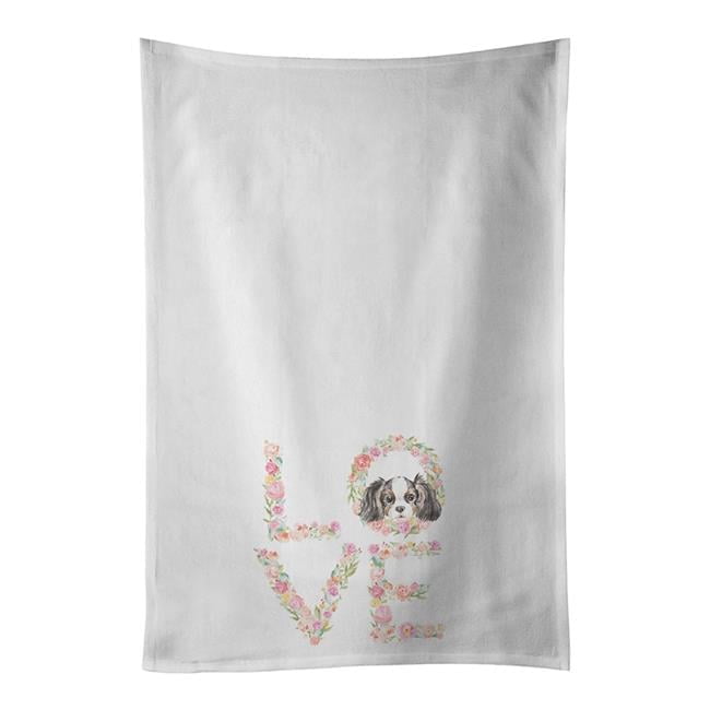 Carolines Treasures WDK4369WTKT 28 x 19 in. Unisex Cavalier Spaniel Tricolor Puppy Love White Dish Towels Kitchen Towel - Set of 2