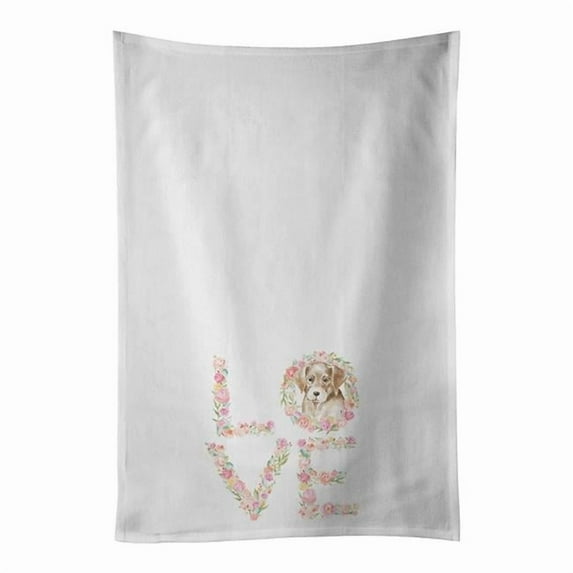 Carolines Treasures WDK4459WTKT 28 x 19 in. Unisex Labrador Retriever No.5 Love White Dish Towels Kitchen Towel - Set of 2