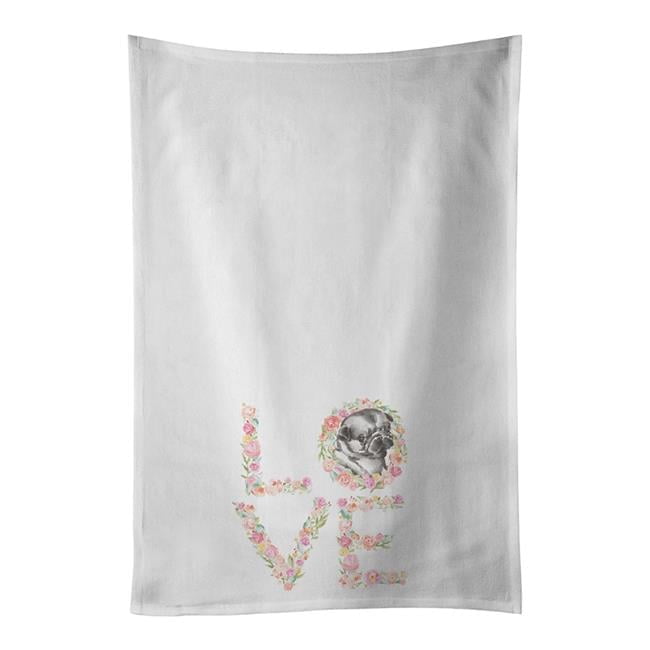 Carolines Treasures WDK4464WTKT 28 x 19 in. Unisex Pug No.2 Love White Dish Towels Kitchen Towel - Set of 2