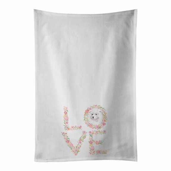 Carolines Treasures WDK4480WTKT 28 x 19 in. Unisex Samoyed No.3 Love White Dish Towels Kitchen Towel - Set of 2
