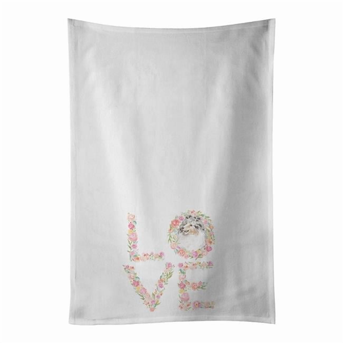Carolines Treasures WDK4494WTKT 28 x 19 in. Unisex Sheltie No.11 Love White Dish Towels Kitchen Towel - Set of 2