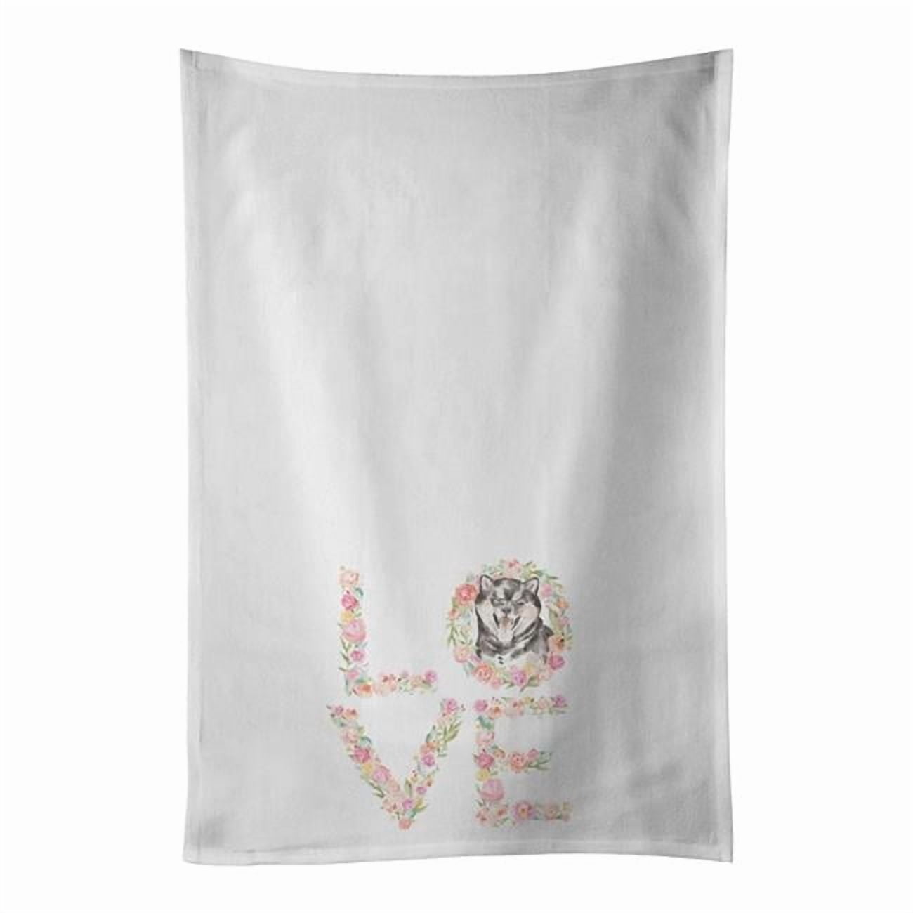 Carolines Treasures WDK4501WTKT 28 x 19 in. Unisex Shiba Inu No.6 Love White Dish Towels Kitchen Towel - Set of 2