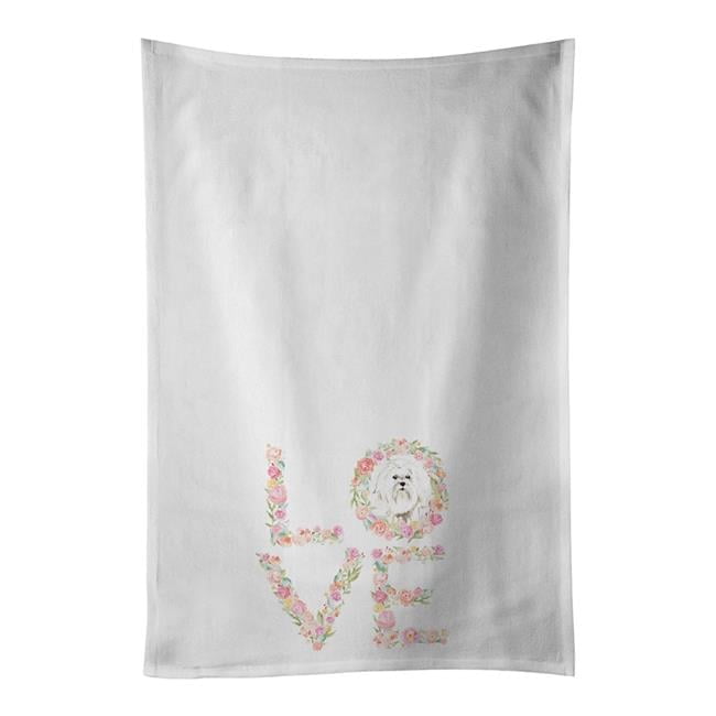 Carolines Treasures WDK4596WTKT 28 x 19 in. Unisex Maltese Love White Dish Towels Kitchen Towel - Set of 2