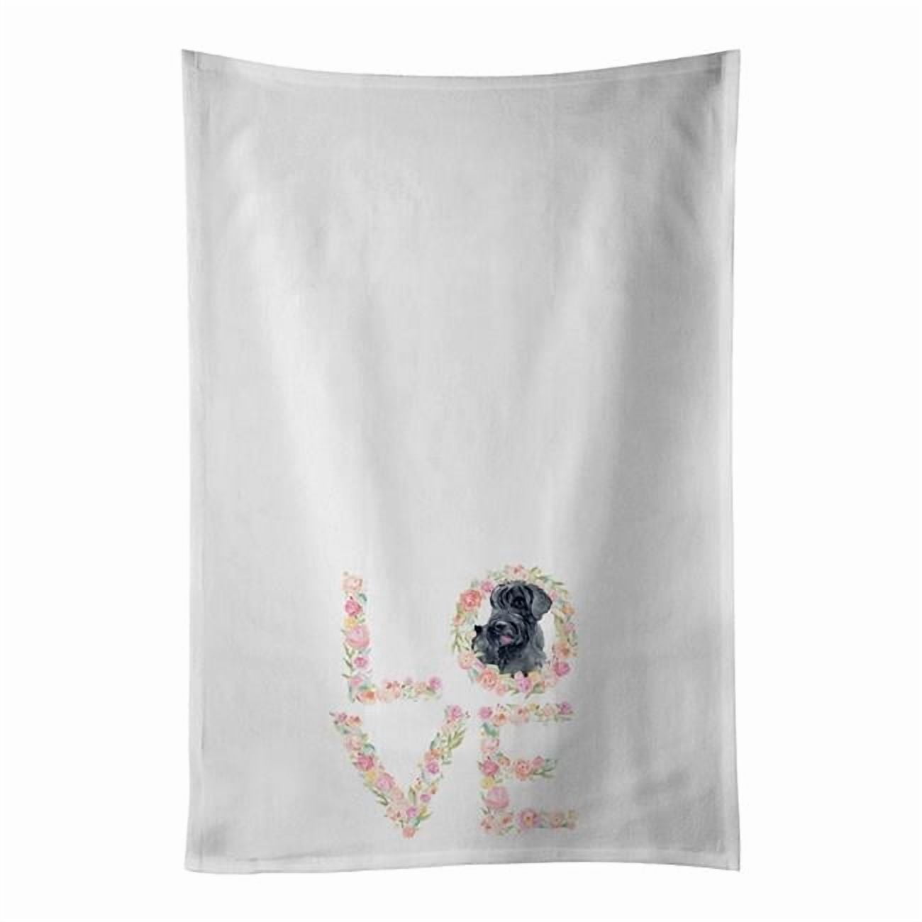 Carolines Treasures WDK4612WTKT 28 x 19 in. Unisex Giant Schnauzer Love White Dish Towels Kitchen Towel - Set of 2