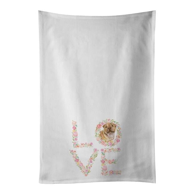 Carolines Treasures WDK4615WTKT 28 x 19 in. Unisex Shar Pei Love White Dish Towels Kitchen Towel - Set of 2