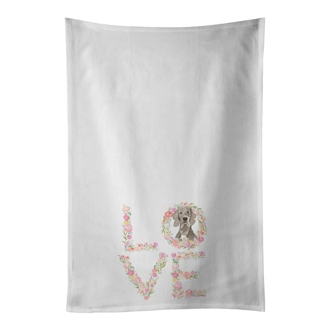 Carolines Treasures WDK4630WTKT 28 x 19 in. Unisex Weimaraner Love White Dish Towels Kitchen Towel - Set of 2