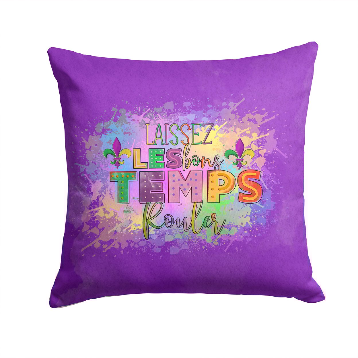 Carolines Treasures WDK4642PW1414-PARENT Mardi Gras Fabric Decorative Pillow  multicolor