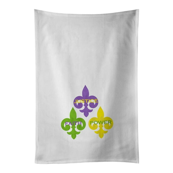 Carolines Treasures WDK4667WTKT Justice Faith Power Mardi Gras White Kitchen Towel Set of 2 Dish Towels 19 X 25"