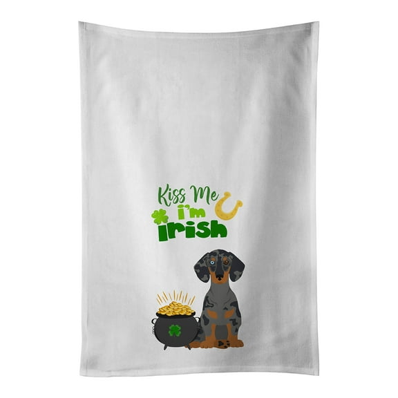 Carolines Treasures WDK4812WTKT Black Dapple Dachshund St. Patricks Day White Kitchen Towel Set of 2 Dish Towels 19 X