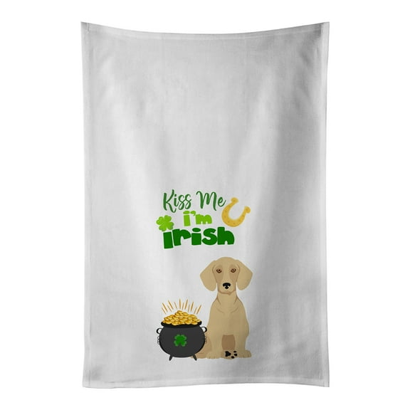 Carolines Treasures WDK4819WTKT Cream Dachshund St. Patricks Day White Kitchen Towel Set of 2 Dish Towels 19 X 25"