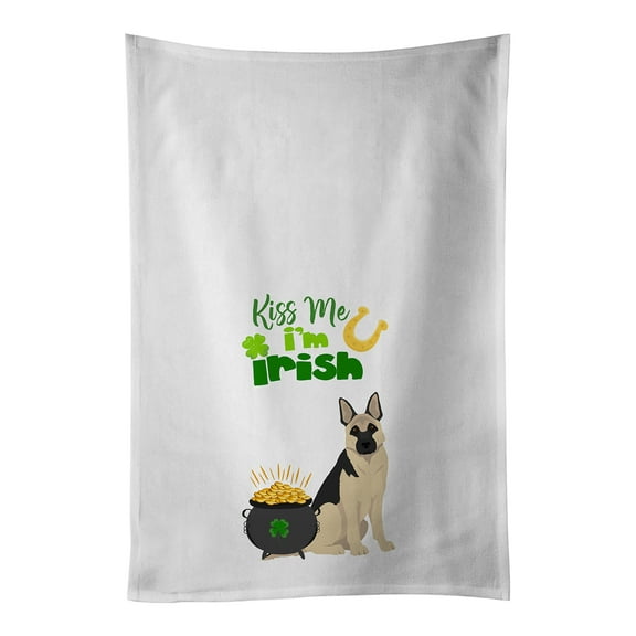 Carolines Treasures WDK4839WTKT Black and Silver German Shepherd St. Patricks Day White Kitchen Towel Set of 2 Dish