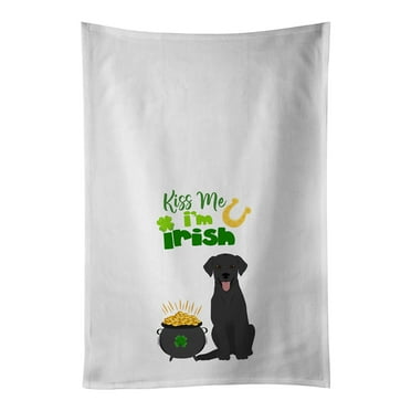 Carolines Treasures WDK4854WTKT Black Labrador Retriever St. Patricks Day White Kitchen Towel Set of 2 Dish Towels 19 X