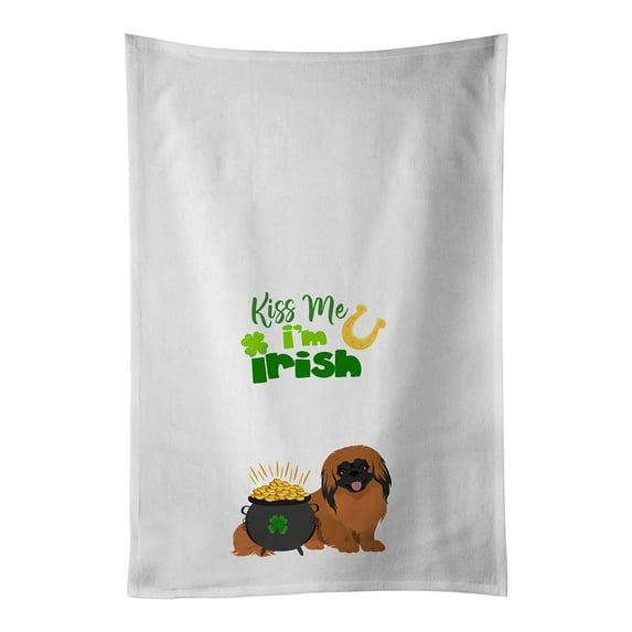 Carolines Treasures WDK4873WTKT Red Pekingese St. Patricks Day White Kitchen Towel Set of 2 Dish Towels 19 X 25"
