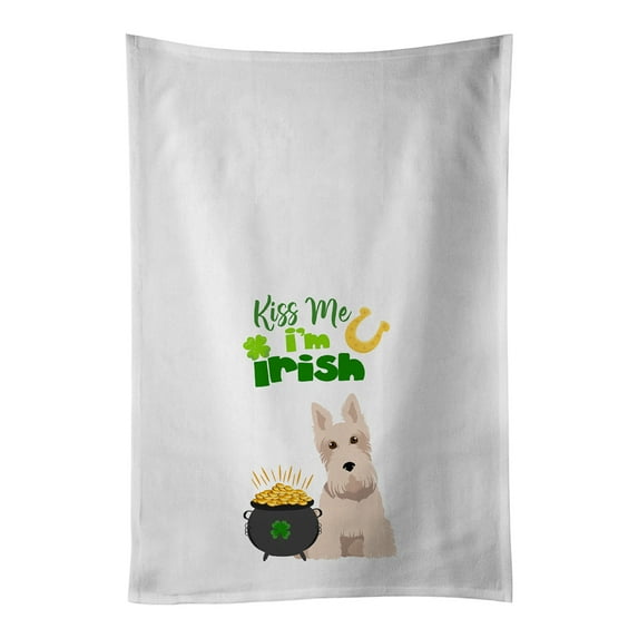 Carolines Treasures WDK4898WTKT Wheaten Scottish Terrier St. Patricks Day White Kitchen Towel Set of 2 Dish Towels 19 X