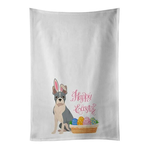 Carolines Treasures WDK4948WTKT 28 x 19 in. Blue Boston Terrier Easter White Kitchen Towel, Set of 2