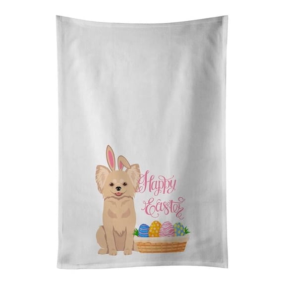 Carolines Treasures WDK4964WTKT 28 x 19 in. Longhaired Cream Chihuahua Easter White Kitchen Towel, Set of 2