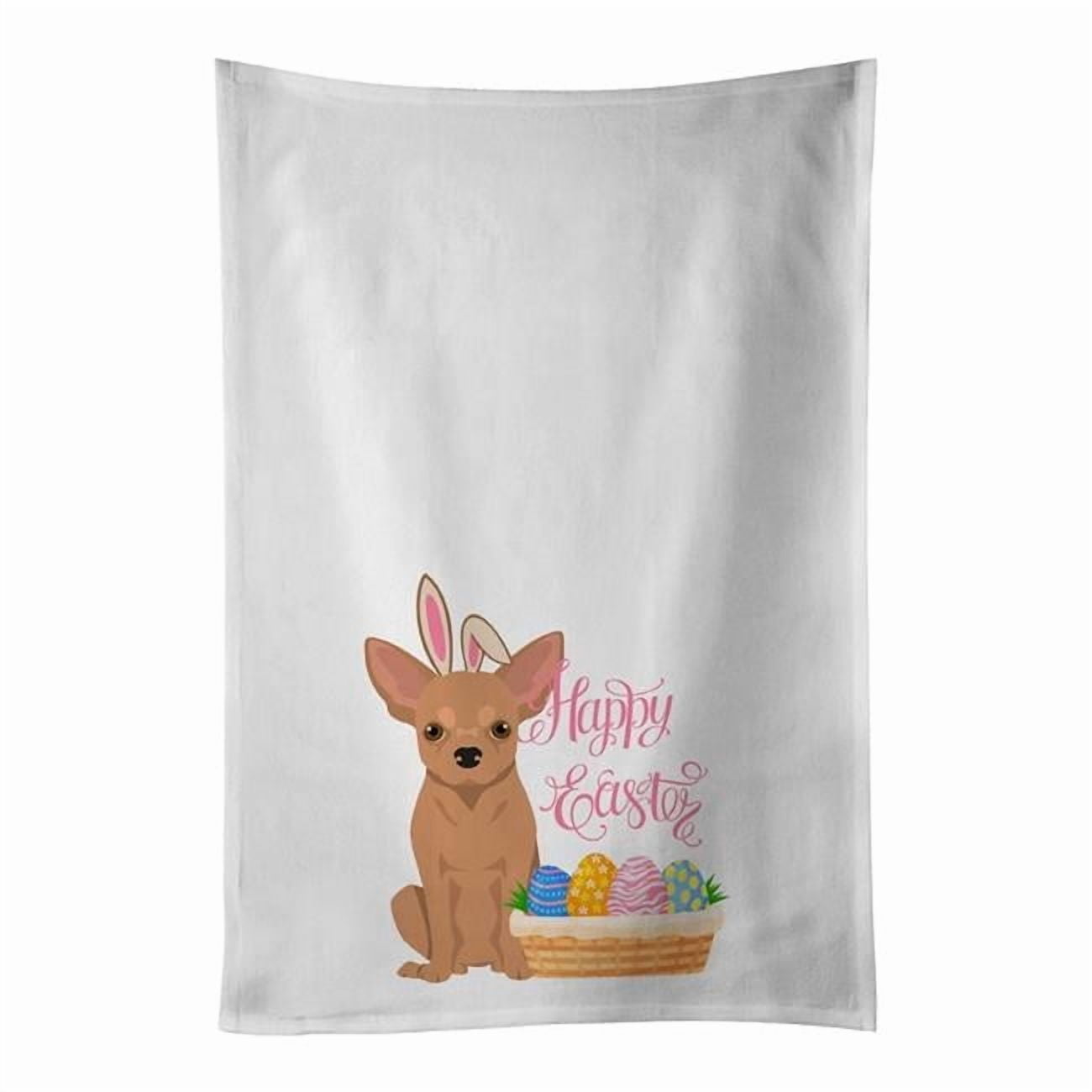 Carolines Treasures WDK4991WTKT 28 x 19 in. Gold Chihuahua Easter White Kitchen Towel, Set of 2