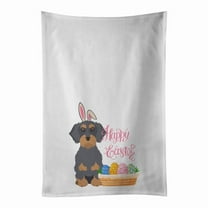 Carolines Treasures WDK5017WTKT 28 x 19 in. Wirehair Blue & Tan Dachshund Easter White Kitchen Towel, Set of 2