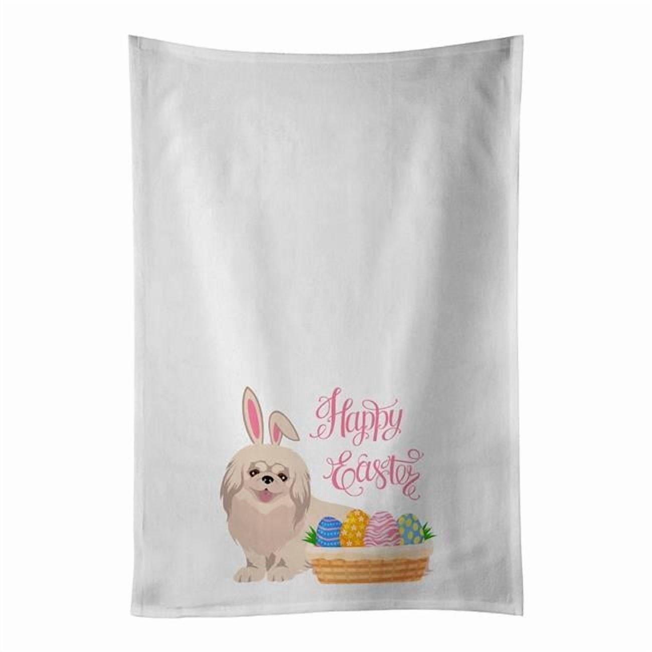 Carolines Treasures WDK5068WTKT 28 x 19 in. White Pekingese Easter White Kitchen Towel, Set of 2