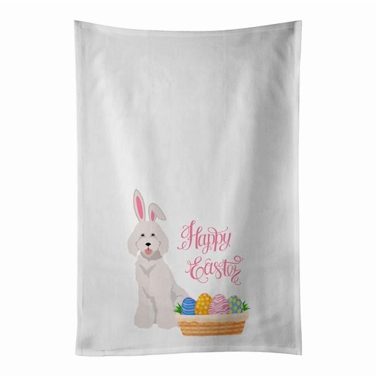 Carolines Treasures WDK5074WTKT 28 x 19 in. Standard White Poodle Easter White Kitchen Towel, Set of 2