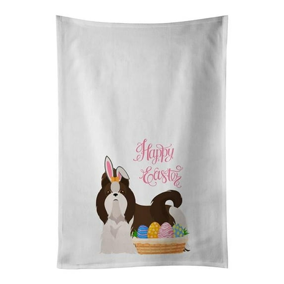 Carolines Treasures WDK5100WTKT 28 x 19 in. Liver & White Shih Tzu Easter White Kitchen Towel, Set of 2