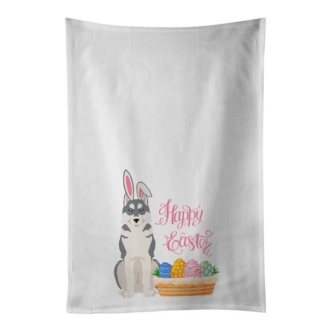 Carolines Treasures WDK5103WTKT 28 x 19 in. Gray Siberian Husky Easter White Kitchen Towel, Set of 2