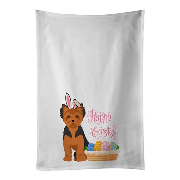 Carolines Treasures WDK5116WTKT 28 x 19 in. Black & Tan Puppy Cut Yorkshire Terrier Easter White Kitchen Towel, Set of 2