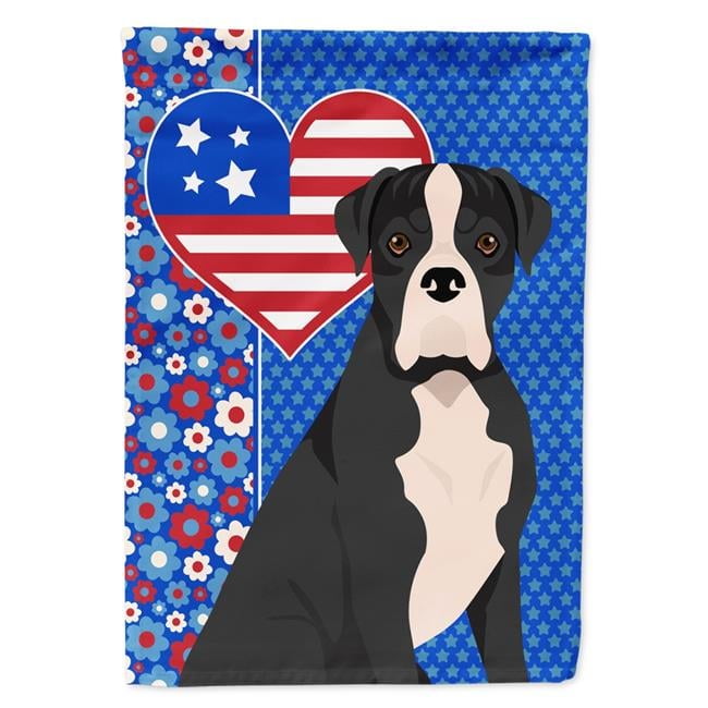 Carolines Treasures WDK5148GF 11.25 x 15.5 in. Natural Eared Black Boxer USA American Garden Flag