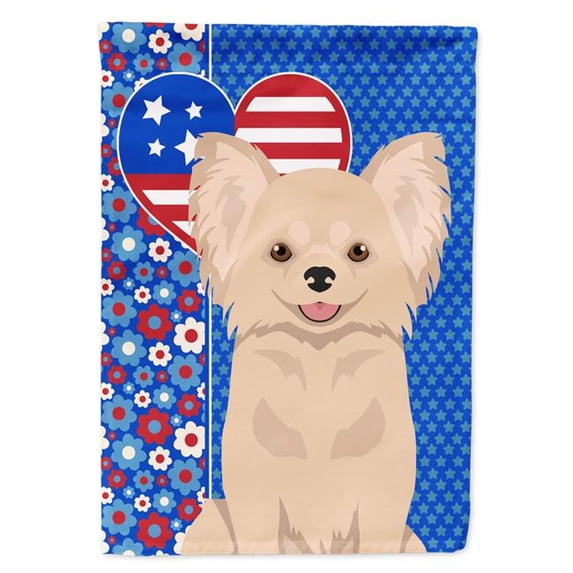 Carolines Treasures WDK5158GF 11.25 x 15.5 in. Longhaired Cream Chihuahua USA American Garden Flag
