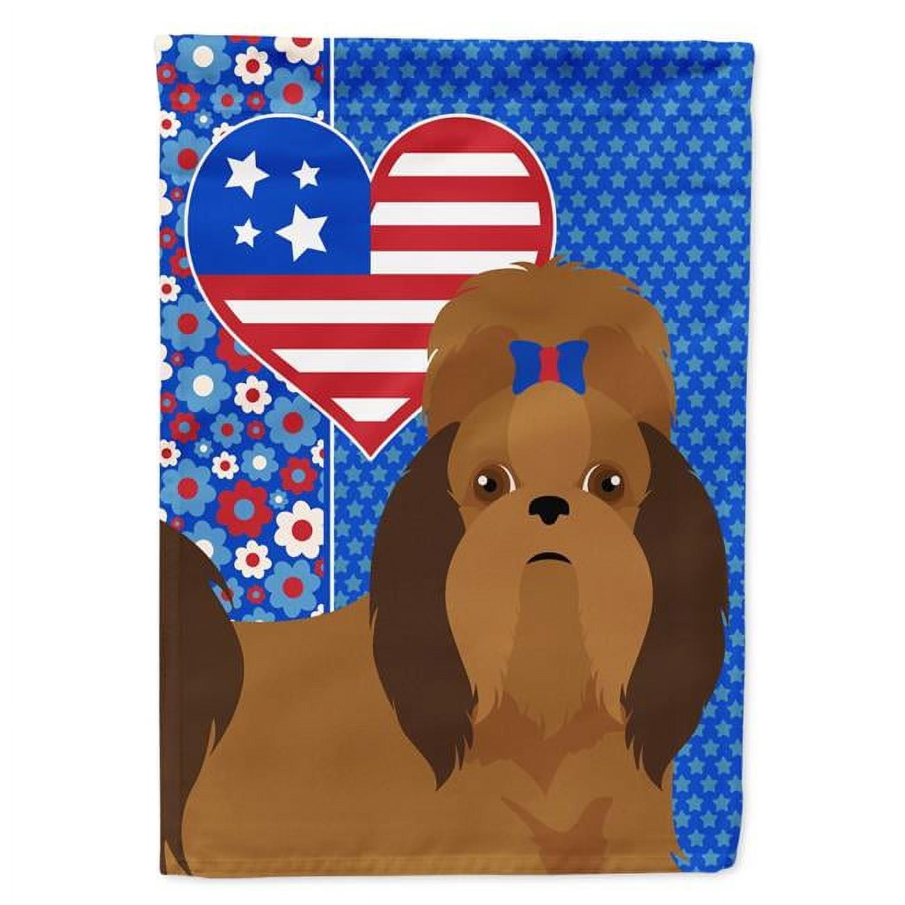 Carolines Treasures WDK5295GF 11.25 x 15.5 in. Red Shih Tzu USA American Garden Flag