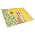 thumbnail image 1 of Carolines Treasures WDK5345LCB 15 x 12 in. Summer Sunflowers Fawn Boxer Glass Large Cutting Board, 1 of 5