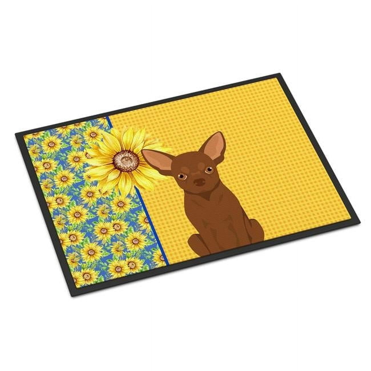 Carolines Treasures WDK5376JMAT 24 x 36 in. Summer Sunflowers Chocolate Chihuahua Indoor or Outdoor Mat
