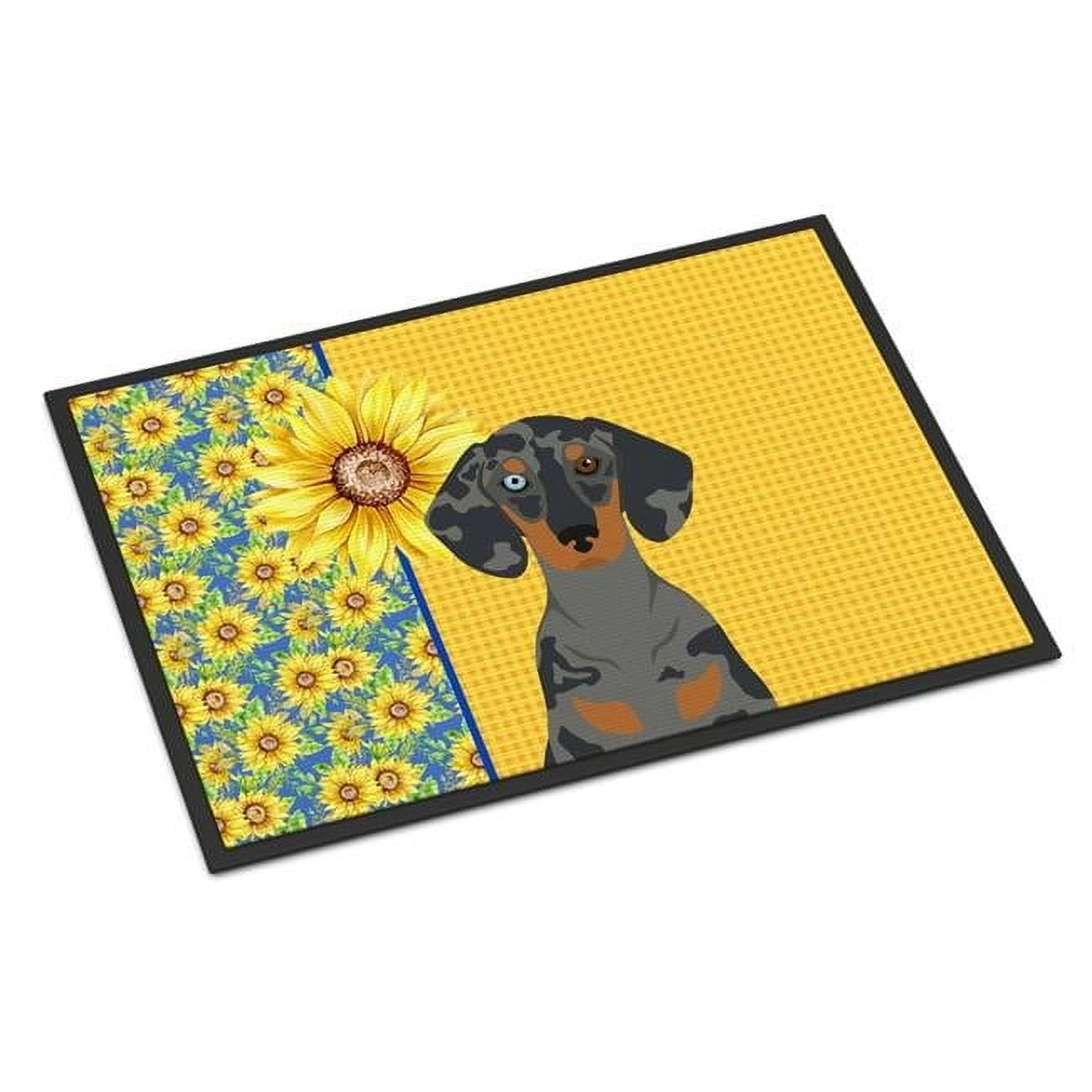 Carolines Treasures WDK5394JMAT 24 x 36 in. Summer Sunflowers Black Dapple Dachshund Indoor or Outdoor Mat