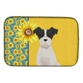 thumbnail image 1 of Carolines Treasures WDK5433DDM 21 x 14 in. Summer Sunflowers Black White Wirehair Jack Russell Terrier Dish Drying Mat, 1 of 5