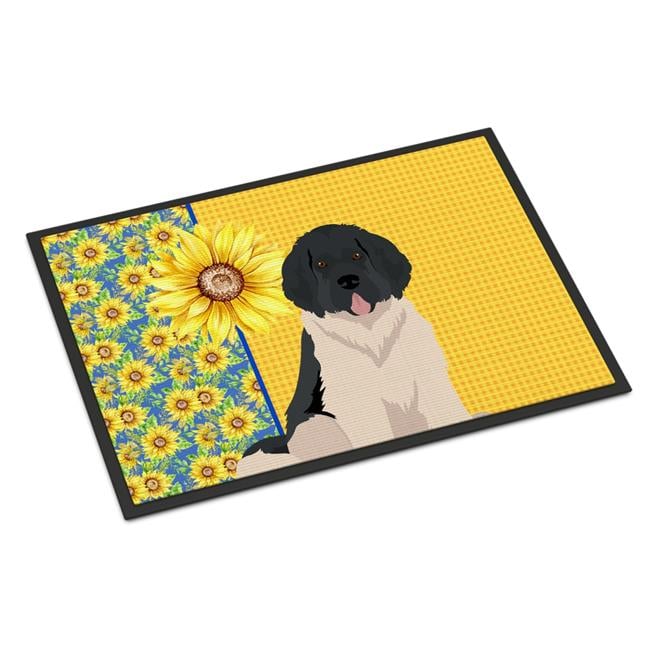Carolines Treasures WDK5447JMAT 24 x 36 in. Summer Sunflowers Landseer Newfoundland Indoor or Outdoor Mat