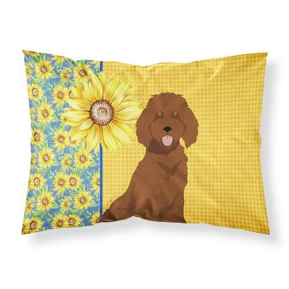 Carolines Treasures WDK5461PILLOWCASE 20.5 x 30 in. Summer Sunflowers Standard Red Poodle Fabric Standard Pillowcase