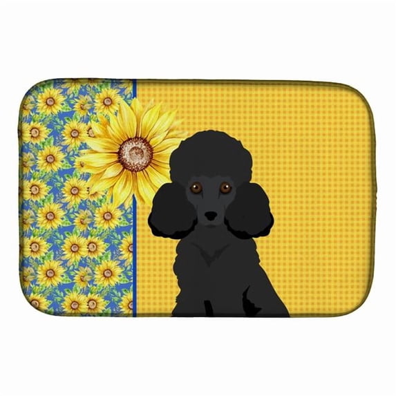 Carolines Treasures WDK5463DDM 21 x 14 in. Summer Sunflowers Toy Black Poodle Dish Drying Mat