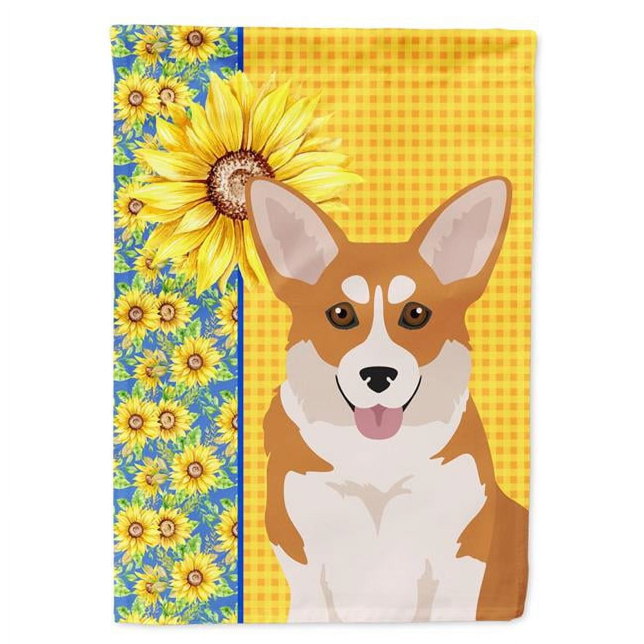 Carolines Treasures WDK5498CHF 40 x 28 in. Summer Sunflowers Red Pembroke Corgi Canvas House Flag