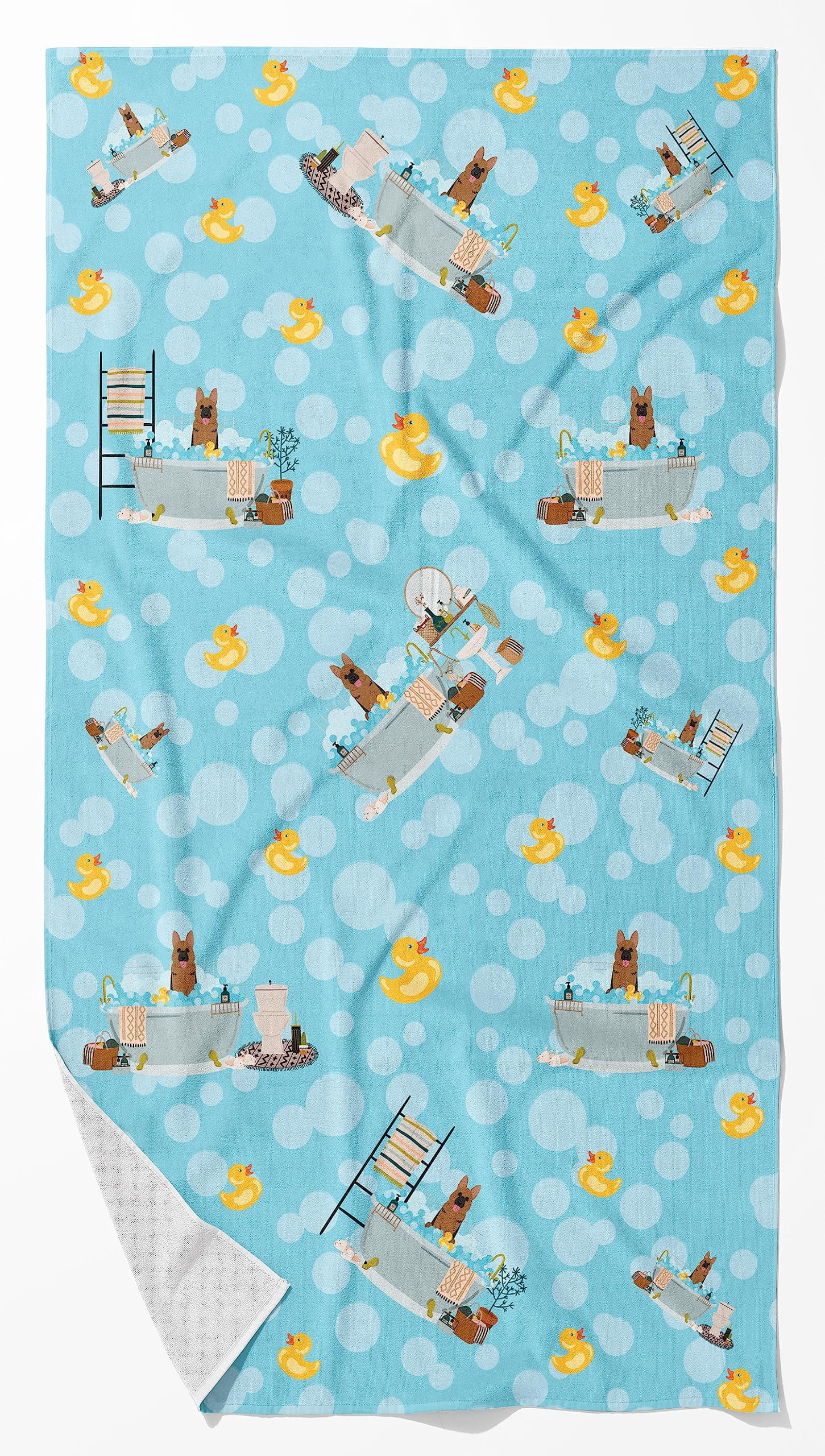 German Shepherd in Bathtub Bath Towel Large 24 in x 42 in