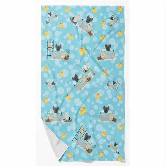 Carolines Treasures WDK5809BTLG 42 x 24 in. Unisex Black Chinese Crested in Bathtub Bath Towel - Large