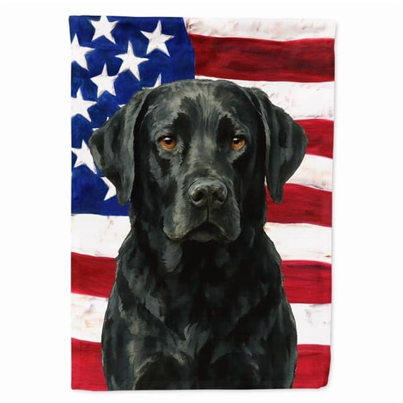 Carolines Treasures WDK6099CHF 40 x 28 in. Black Labrador Retriever American Flag House Flag