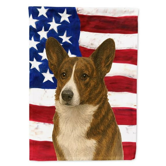 Carolines Treasures WDK6240GF 15.5 x 11.25 in. Brindle Cardigan Welsh Corgi American Flag Garden Flag