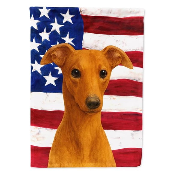 Carolines Treasures WDK6319CHF 40 x 28 in. Red Whippet American Flag House Flag