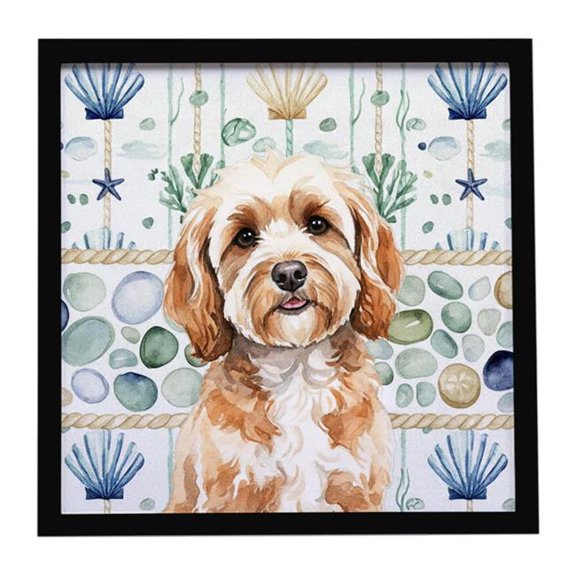 Carolines Treasures WDK6966MFP88 8 x 8 in. Cavapoo Coastal Sea Glass Framed Metal Print