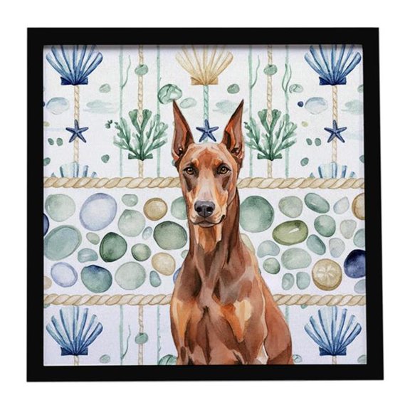 Carolines Treasures WDK7009MFP88 8 x 8 in. Red Doberman Pinscher Coastal Sea Glass Framed Metal Print