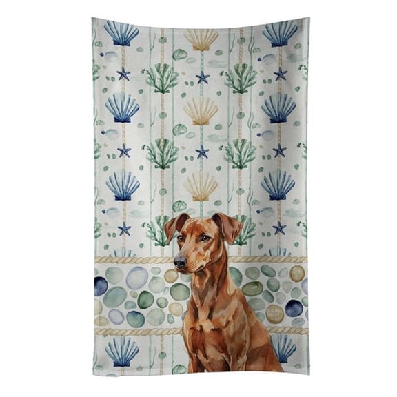 Carolines Treasures WDK7043KTWL 25 x 15 in. Red German Pinscher Coastal Sea Glass Kitchen Towel