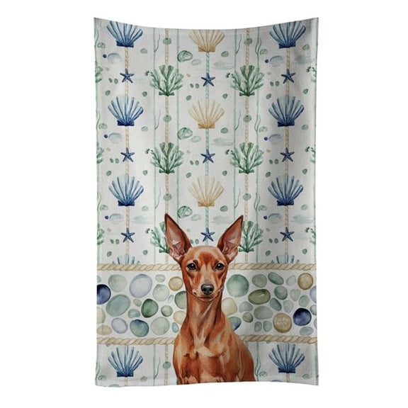 Carolines Treasures WDK7116KTWL 25 x 15 in. Red Miniature Pinscher Min Pin Coastal Sea Glass Kitchen Towel