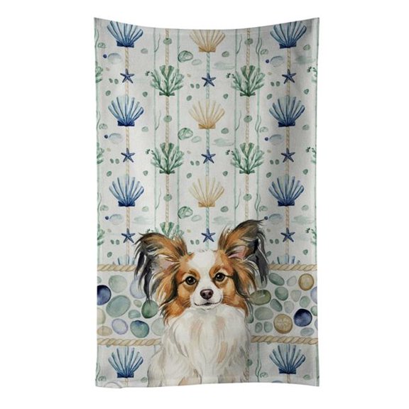 Carolines Treasures WDK7145KTWL 25 x 15 in. White with Sable Papillon Coastal Sea Glass Kitchen Towel